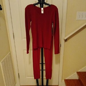 Red Long Sleeve Top and Pants Set